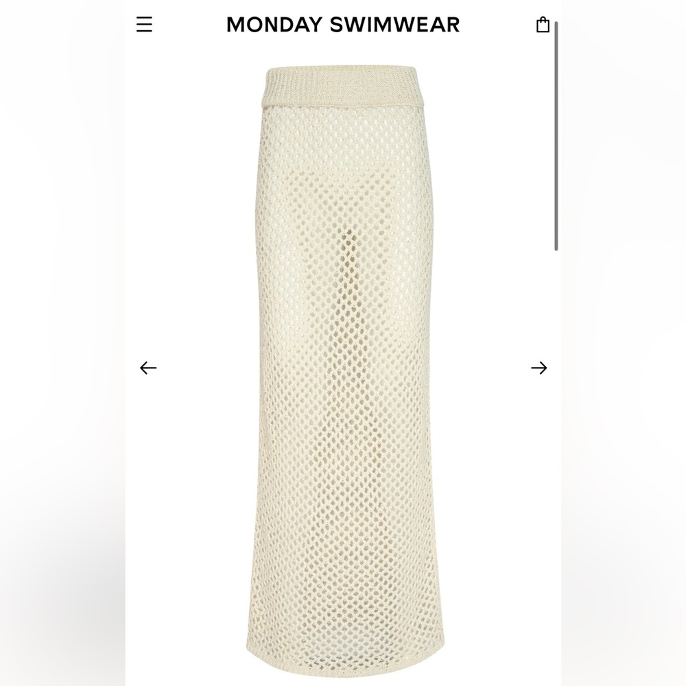 Monday Swimwear Cape May Crochet Maxi Skirt in Ivory